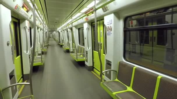 Valencia Spain May 2018 Empty Metro Subway Car Valencia Subway — Stock Video