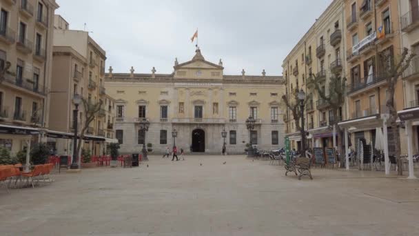 Tarragona Spanya Ekim 2019 Tarragona Spanya Daki Belediye Binasının Girişi — Stok video