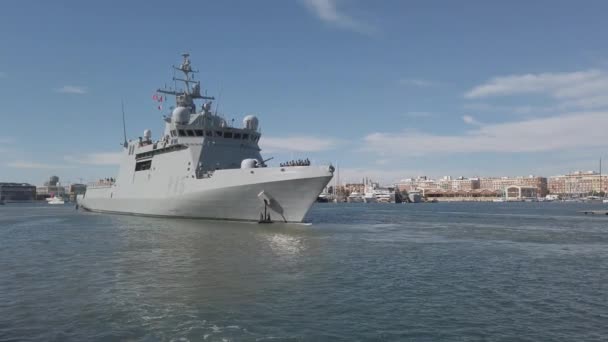 Valencia Spain November 2019 Spanish Offshore Patrol Vessel Audaz Departing — Stock Video