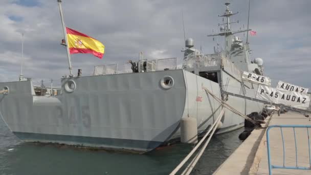 Valencia Spain November 2019 Spanish Offshore Patrol Vessel Audaz Port — Stock Video