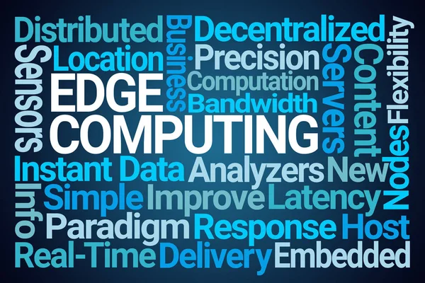 Edge Computing Word Cloud Μπλε Φόντο — Φωτογραφία Αρχείου