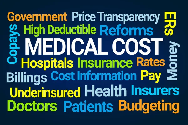 青の背景に医療コストの単語の雲 — ストック写真