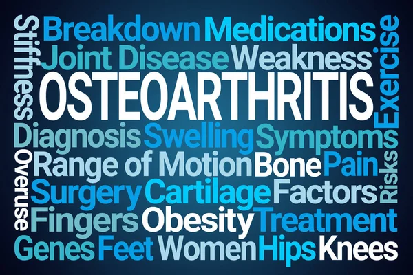 Osteoarthritis Word Cloud Kék Háttér — Stock Fotó