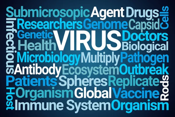 Virus Word Cloud Blue Background — Stock Photo, Image