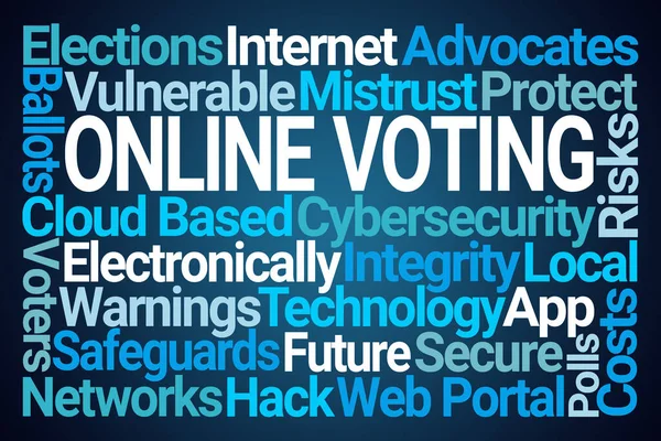 Voto Online Word Cloud Sfondo Blu — Foto Stock