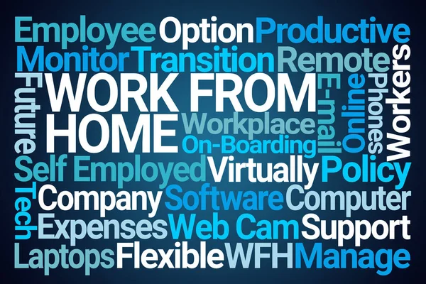 Work Home Word Cloud Blue Background — Stock Photo, Image