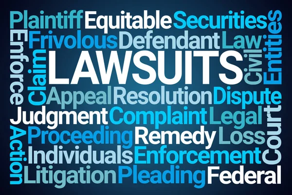 Lawsuits Word Cloud Blue Background — Stock Photo, Image