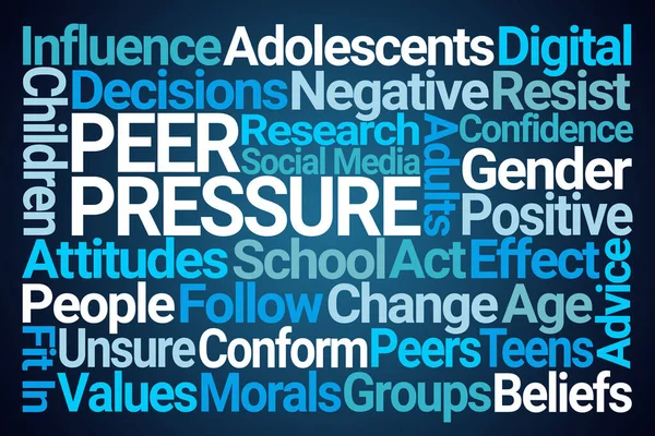 Peer Pressure Word Cloud on Blue Background