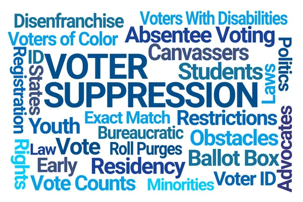 Soppressione Del Voto Word Cloud Sfondo Bianco — Foto Stock