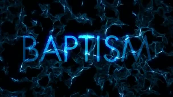 Фрактальная вода над названием BAPTISM — стоковое видео