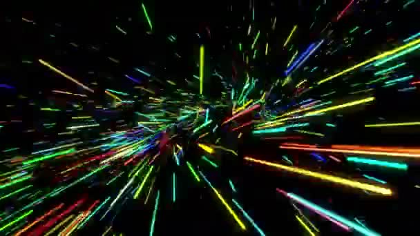 カラフルな円形の放射火花の同心円ループ — ストック動画