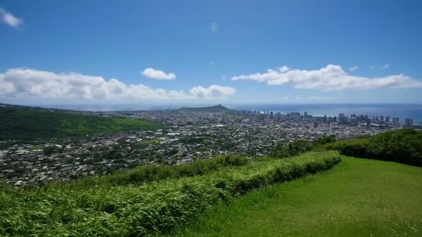 Panning Up View Overlooking Honolulu — Αρχείο Βίντεο