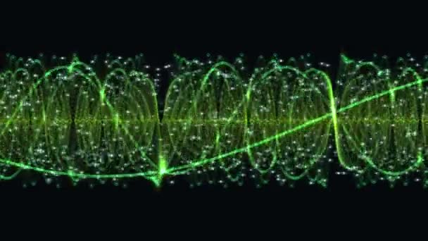 抽象的绿色 Dna 粒子链 — 图库视频影像