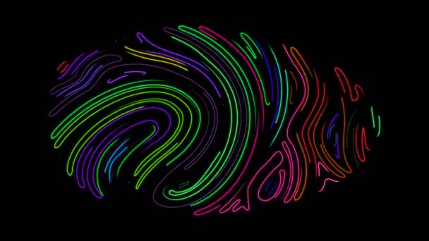 Glowing Colorful Tracing Fingerprint Loop with Matte — Stockvideo