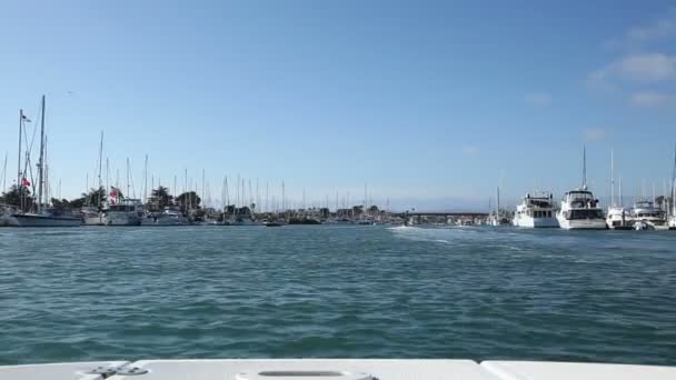 Crusing in a harbor from bow of Boat — Αρχείο Βίντεο