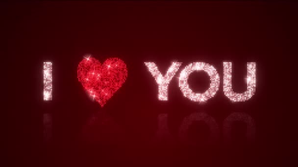 I Heart You Sparkling Background Loop com Matte — Vídeo de Stock