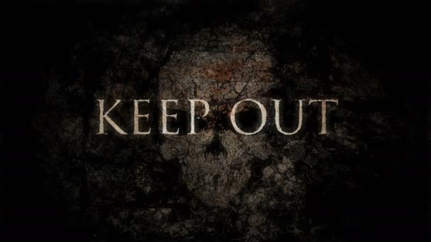 Cryptic Animated KEEP OUT Sign — Stock Video