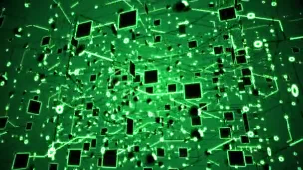 大型绿色电路网格结构旋转回路 — 图库视频影像