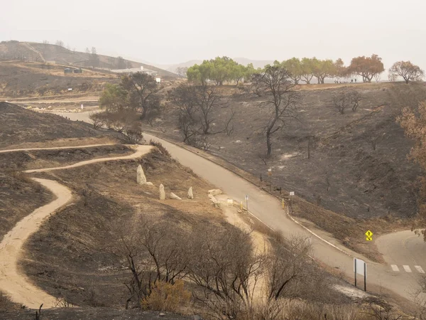 Vista Ângulo Largo Grant Park Destruído Thomas Fire Califórnia Ventura — Fotografia de Stock