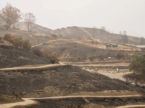 Brede Hoekmening Van Vernietigde Grant Park Van Thomas Fire Californië — Stockfoto