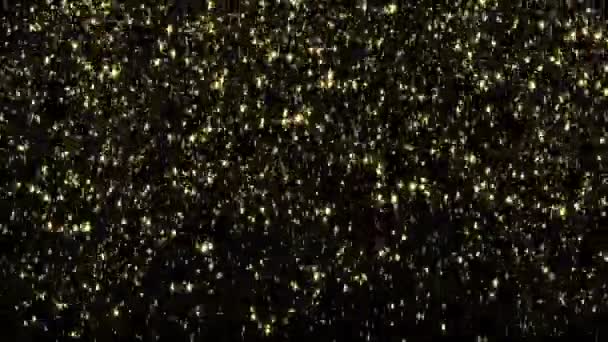 Ouro Glowing Heavy Glitter Caindo Confete Com Alpha Channel Matte — Vídeo de Stock