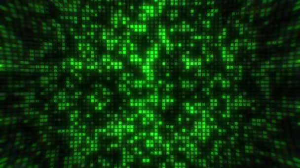 Falling Distorted Digital Green Matrix Pattern Code Background Loop — Stock Video