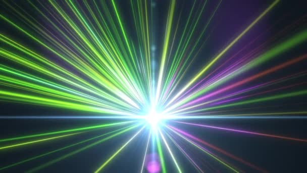 绿紫色的光芒和舒缓的超新星光爆裂线背景 — 图库视频影像