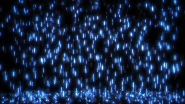 Boucle bleu brillant élément de pluie lourde sur un fond noir 