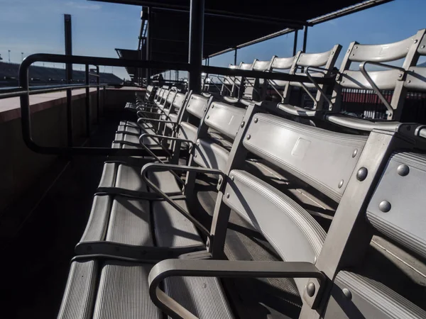 Close Perspective View Empty Stadium Bleacher Seating Royalty Free Stock Photos