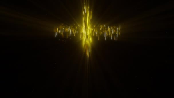 Isolated Falling Golden Light Streak Holy Cross Reveal — Stockvideo