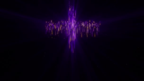 分离掉的紫色和金色的光芒划破神圣的十字架 — 图库视频影像