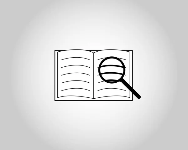 Libro con lupa — Vector de stock