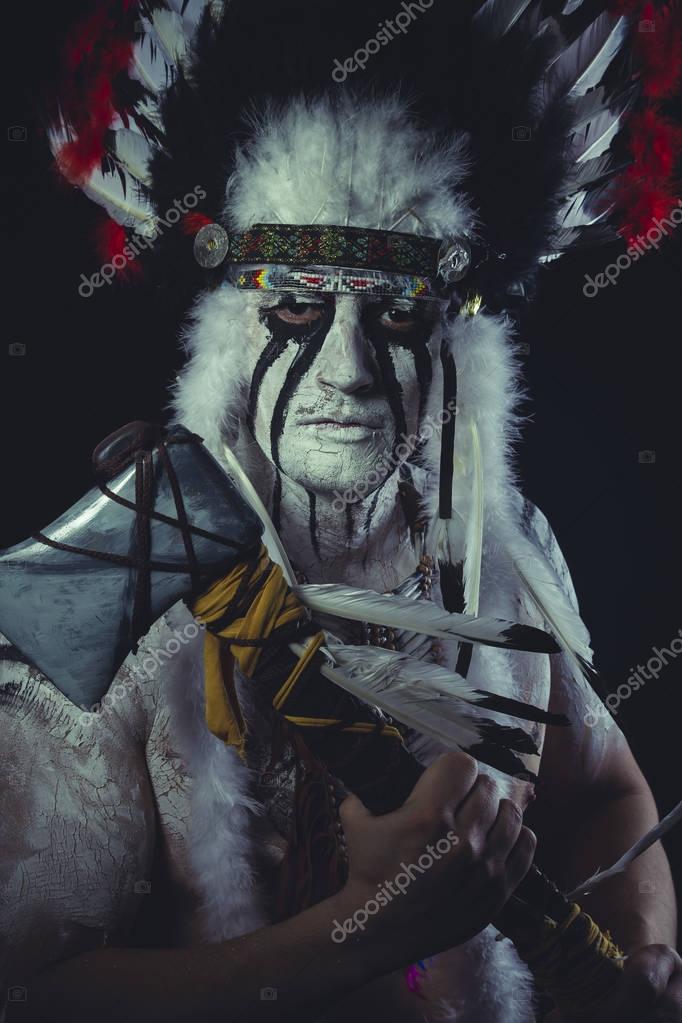 American Indian chief holding axe — Stock Photo © outsiderzone #128933546