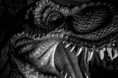Tyrannosaurus rex dinozor ile dişleri, uzun, keskin dişler