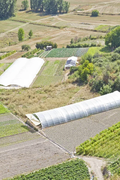 Terreno cultivado em paisagem rural — Fotografia de Stock