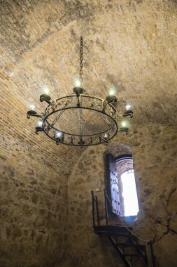 chandelier in medieval castle clipart