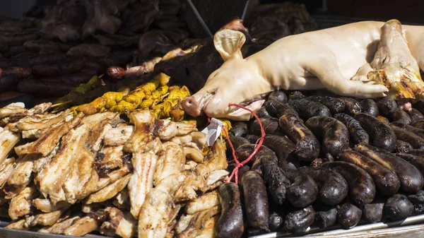 Various meat at a medieval fair — Stock Photo, Image