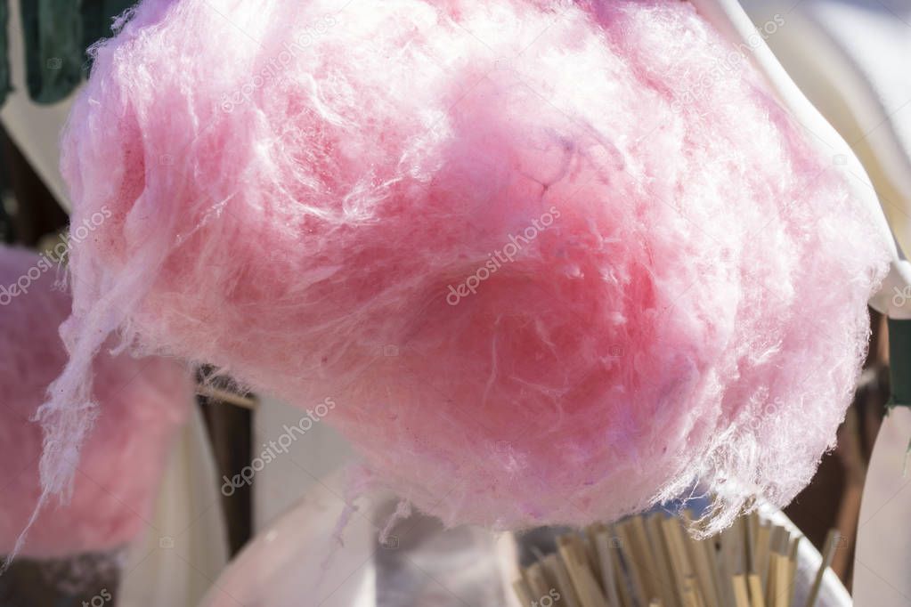 Cotton candy on a wooden stick