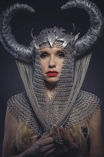 Gorgeous Viking goddess with horns