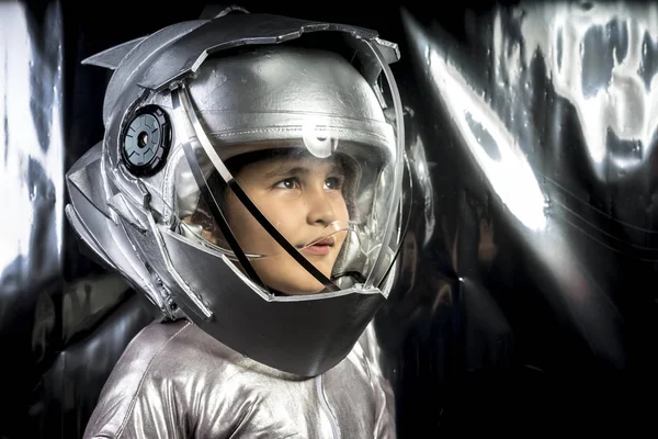 Boy playing to be an astronaut — Stock Photo, Image