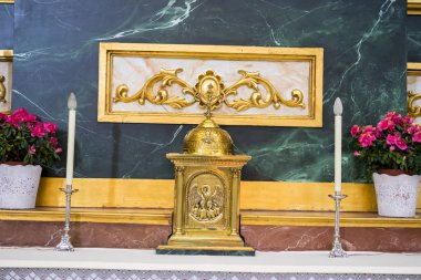 Altar with gold images.  clipart