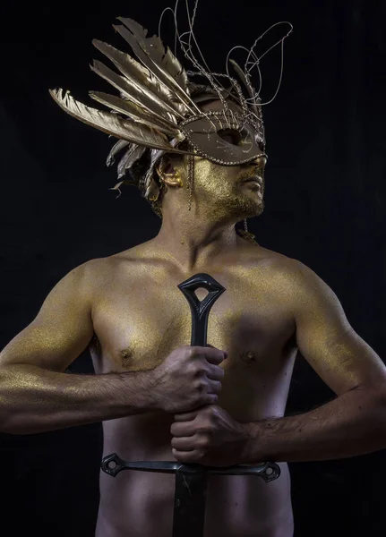 Fantasy golden warrior — Stock Photo, Image