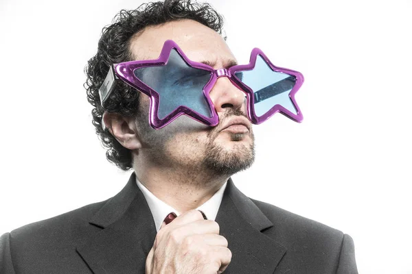 Empresario con gafas de estrella pop — Foto de Stock