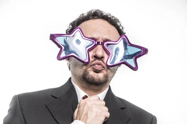 Empresario con gafas de estrella pop — Foto de Stock