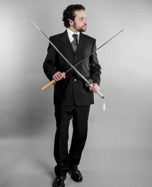 Omul de afaceri în costum negru — Fotografie, imagine de stoc