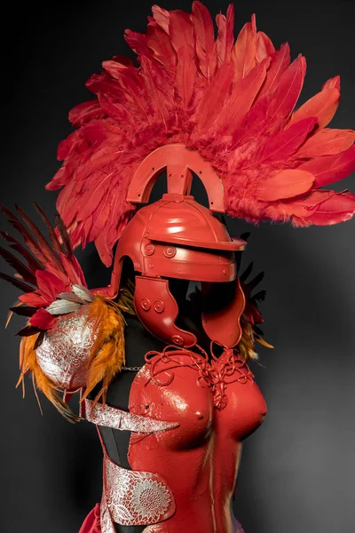 妇女的红色盔甲 — 图库照片
