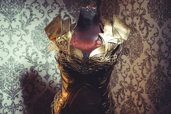 女人强金属胸牌的盔甲 — 图库照片