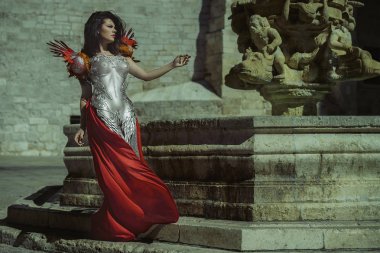 Kraliçe gümüş ve altın zırh 