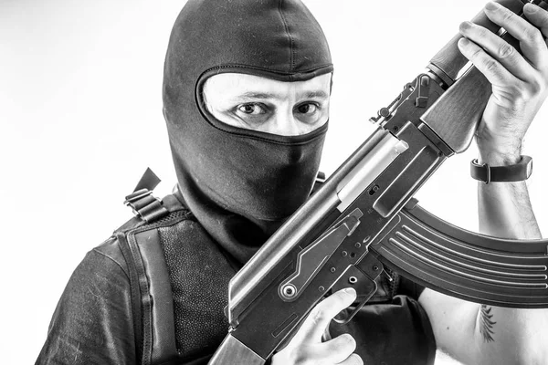 Balaclava fegyveres ember — Stock Fotó