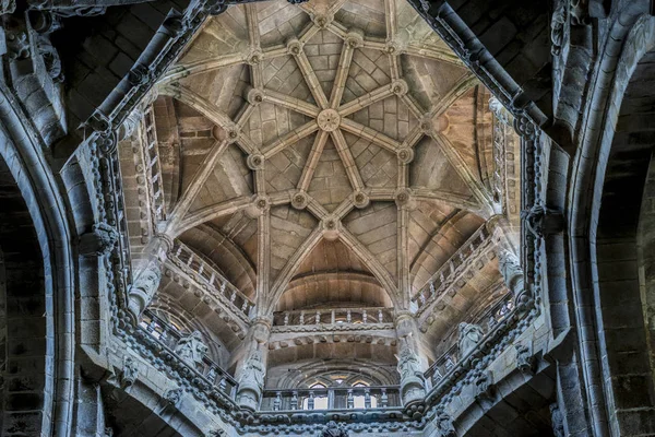 Arcs Architecturaux Médiévaux Intérieur Cathédrale Ourense Espagne Style Gothique — Photo